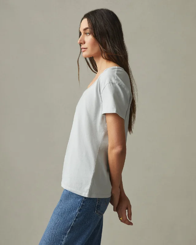 Classic Cotton Scoop Tee - Pearl Blue