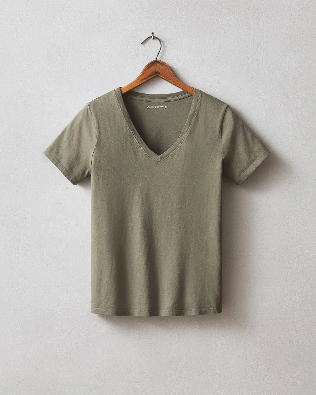 Classic Cotton V-Neck Tee - Artichoke