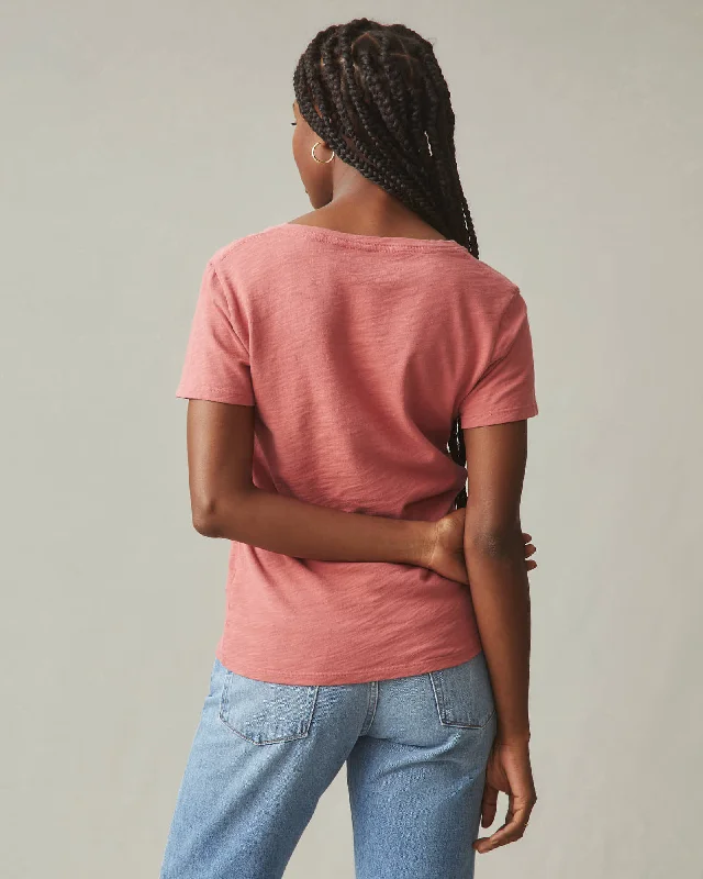 Premium Slub V-Neck Tee - Red Terra