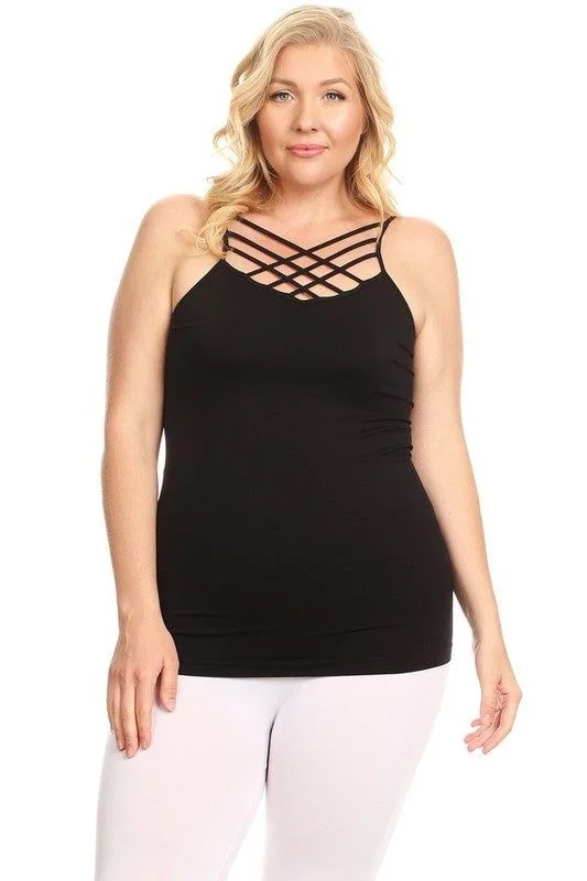 Yelete Womens Seamless Triple Criss-Cross Front Cami